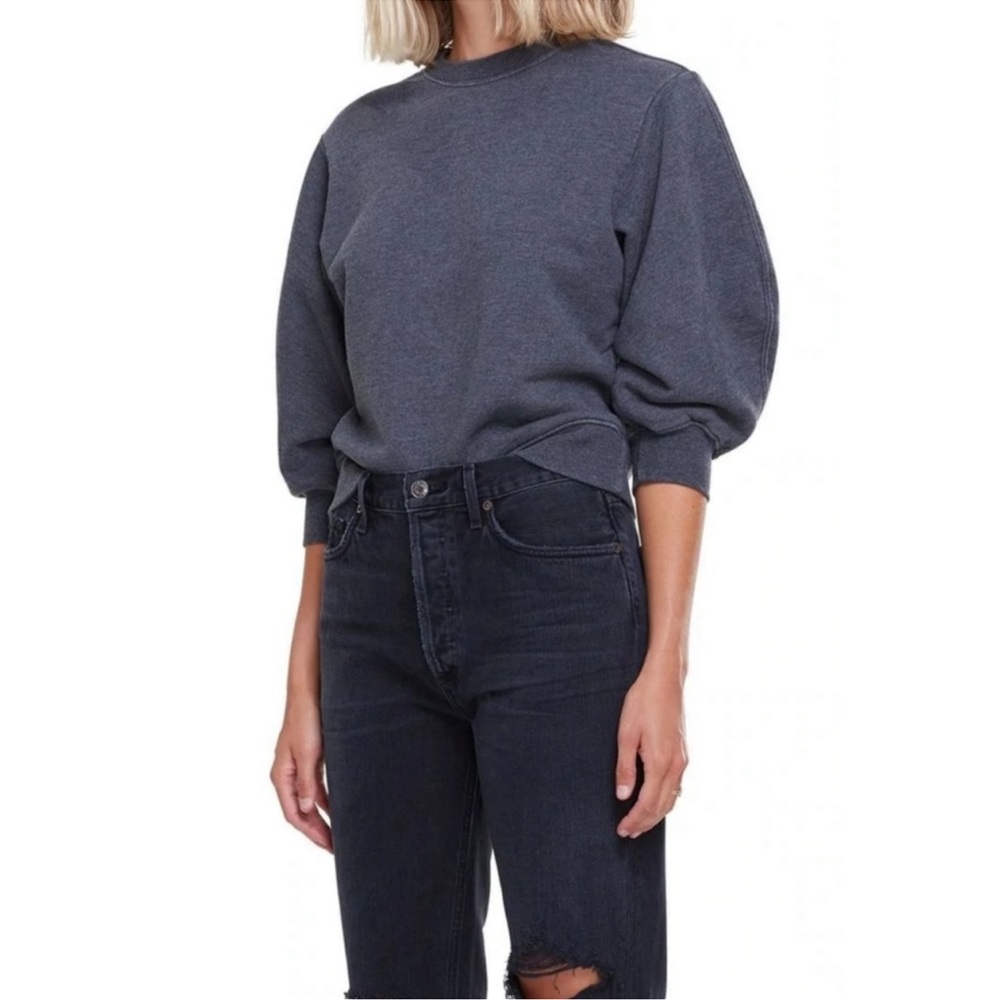 Agolde Graphite Heather Thora 3/4 Sleeve Sweatshirt